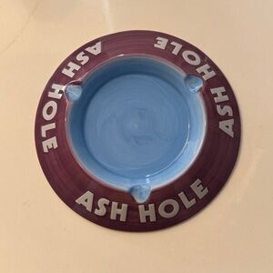 Edie Parker Purple and Blue Ashtray with Bold Lettering